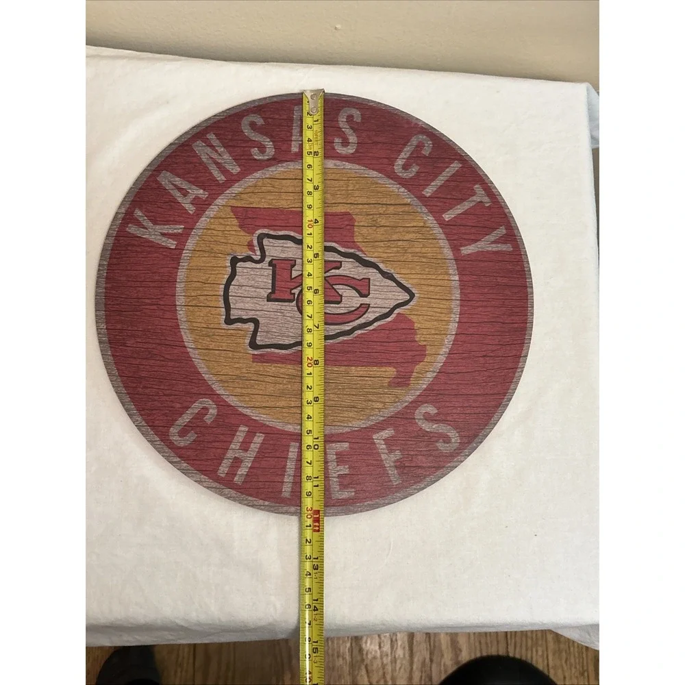 NFL Kansas City Chiefs 12 Inch Round State Wood Sign Wall Decor Football MO